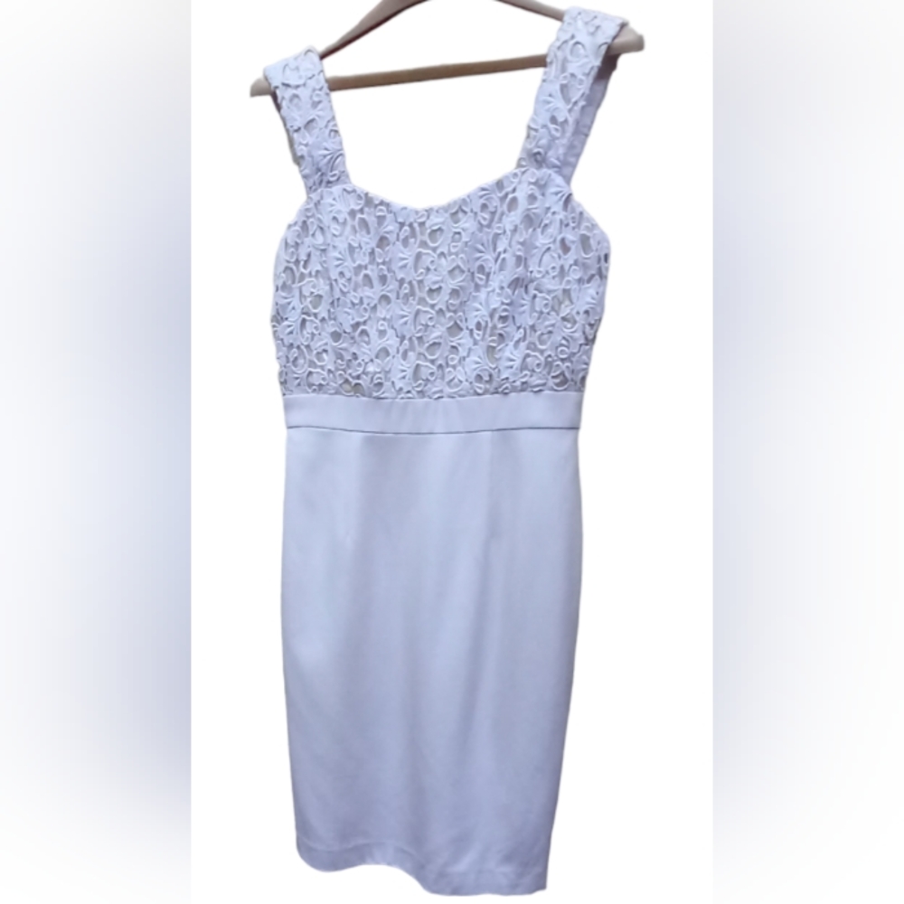 Kay Unger White & Gold silk dress NWOT 8